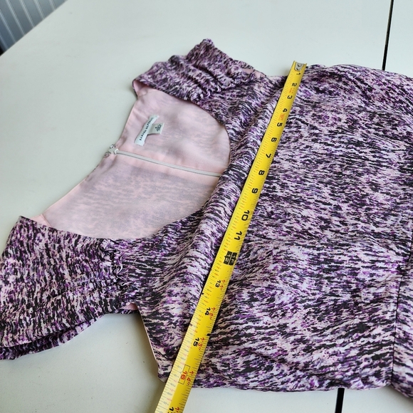 Banana Republic Pink Purple Abstract Print Silk Cap Sleeve Sheath Dress Size 4 - Picture 5 of 16